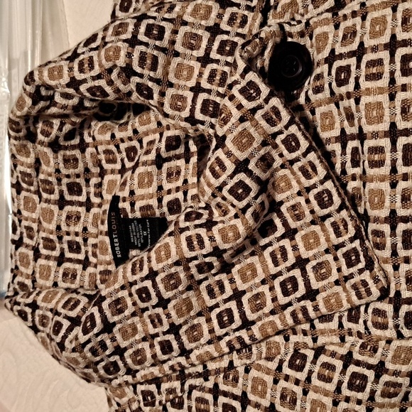 Robert Louis women's size 1X Brown Camel geometric belted jacket, New - Picture 5 of 8